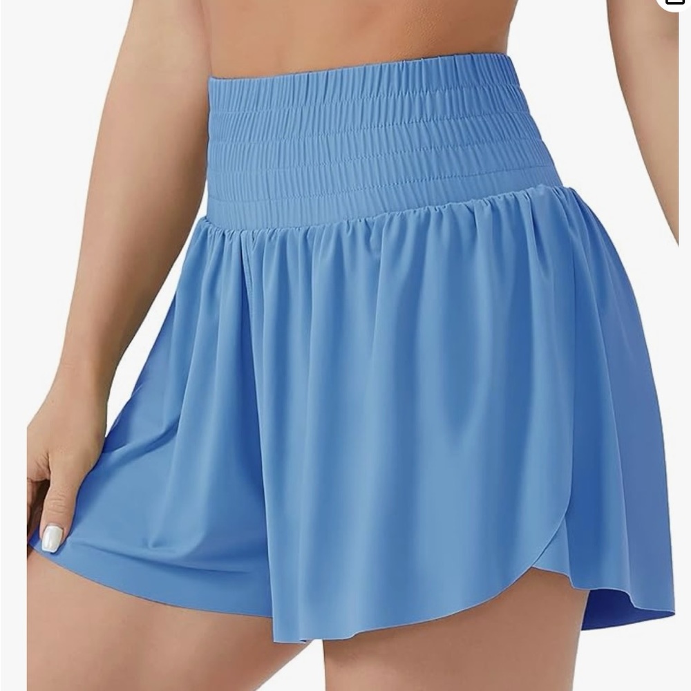 flowy blue running shorts
